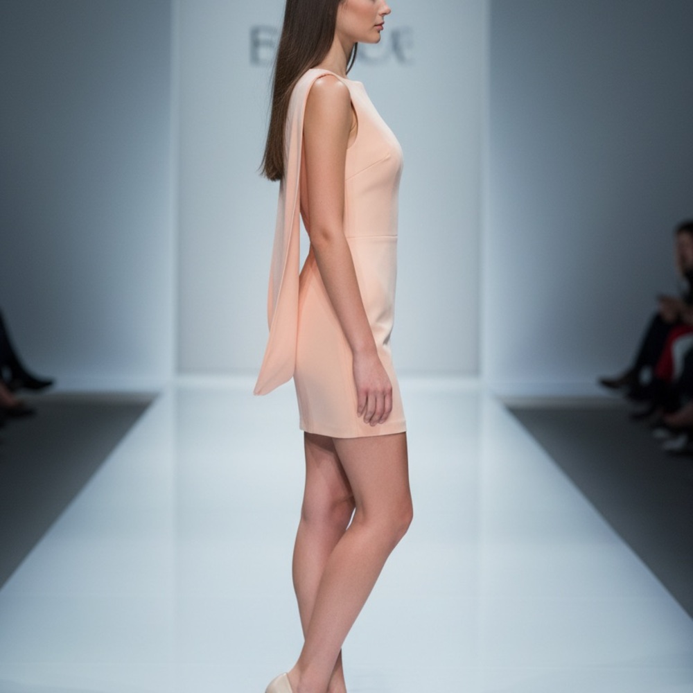 Alex Perry Peach colored drape back Mini Dress